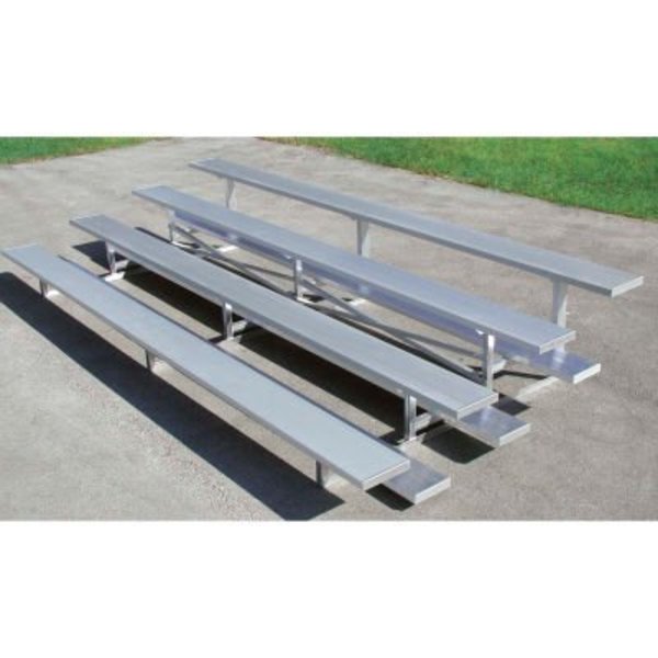 Gt Grandstands By Ultraplay 4 Row Universal Low Rise Tip N Roll Aluminum Bleacher, 15' Long, Single Footboard TR-0415ALRSTD